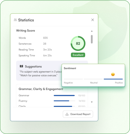 Tracks your Word Count and Sentences easily