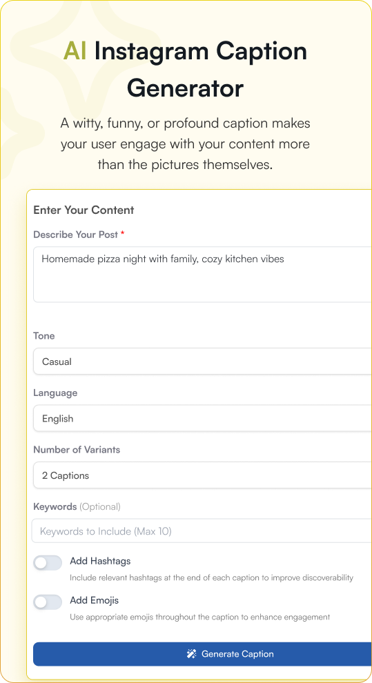 AI Instagram Caption Generator