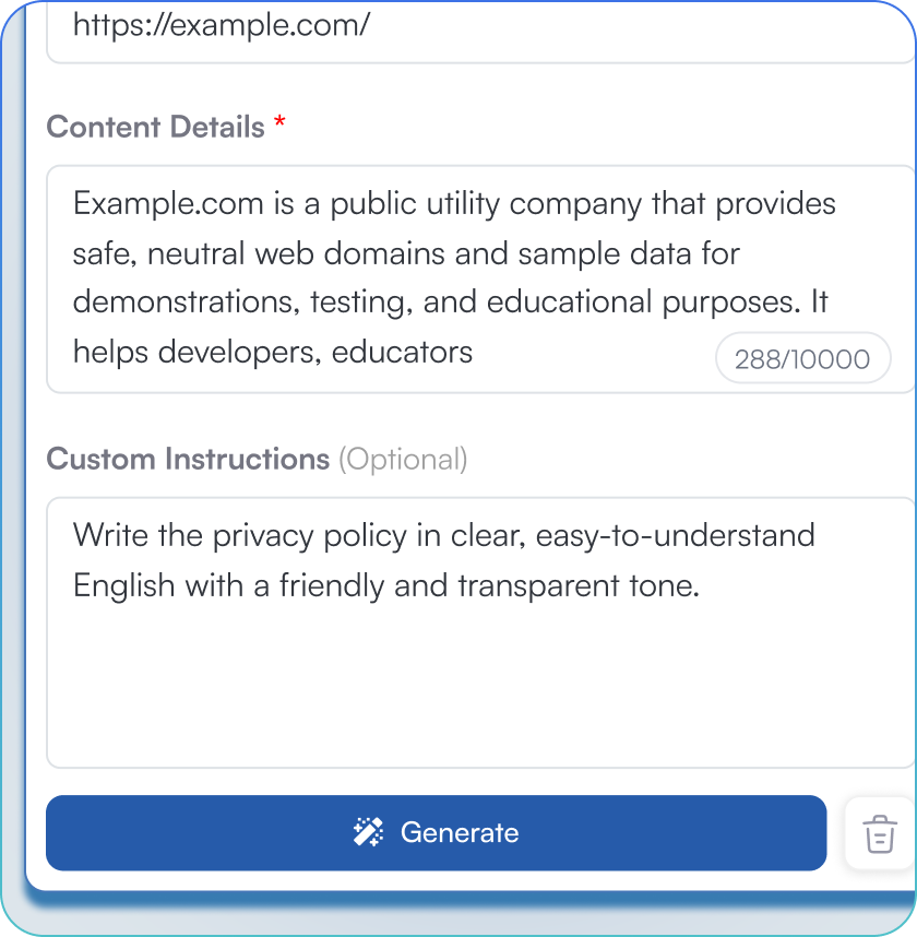 Website Aligned Privacy Policies